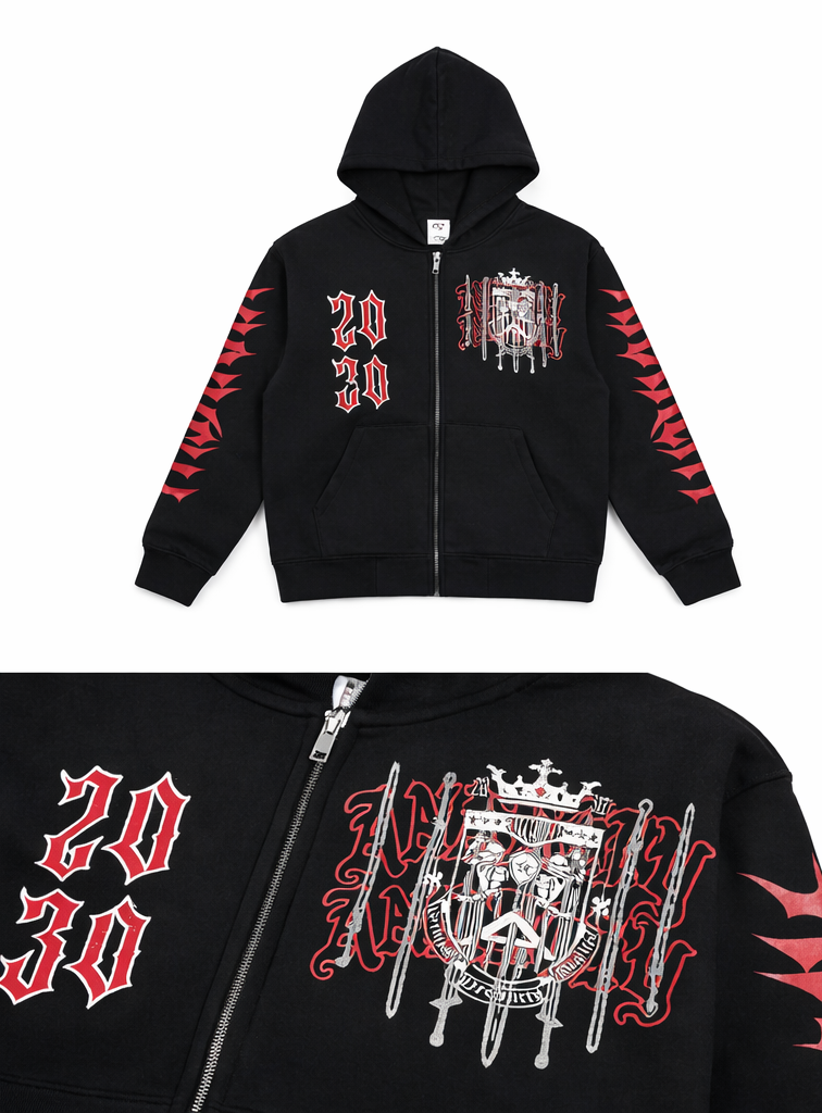 Crown Black Zip Up