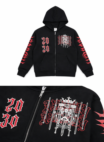 Crown Black Zip Up