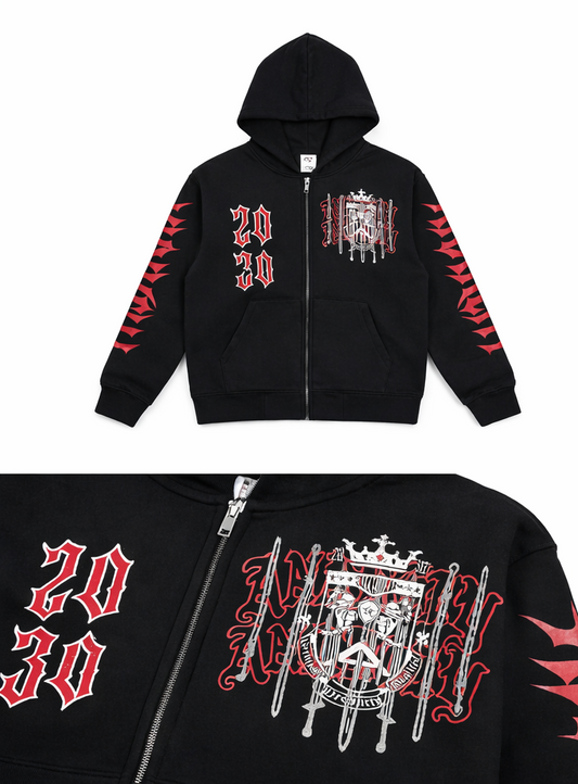 Crown Black Zip Up